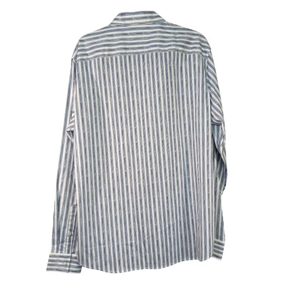 Michael Kors Mens Slim Fit XL Blue & White Striped Button-Down Shirt - Picture 9 of 9